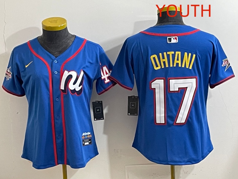 Youth 2025 Los Angeles Dodgers #17 Ohtani Blue Nike 2025 MLB All Star Jersey style 004->youth mlb jersey->Youth Jersey